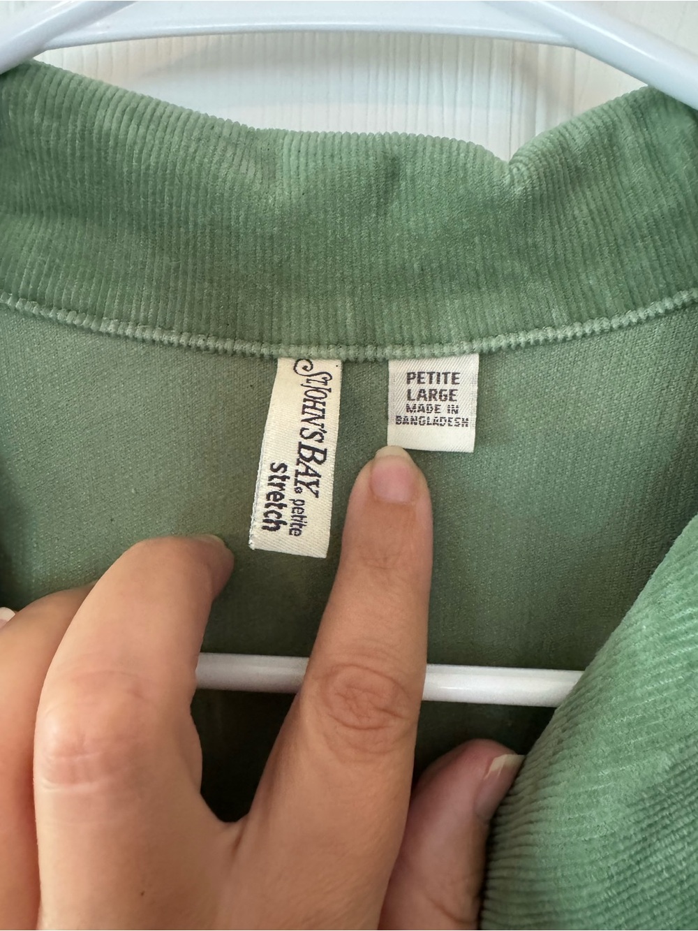 St. John’s Bay Petite Sage Green Corduroy Blazer Jacket Stretch Cotton Large - Picture 4 of 8